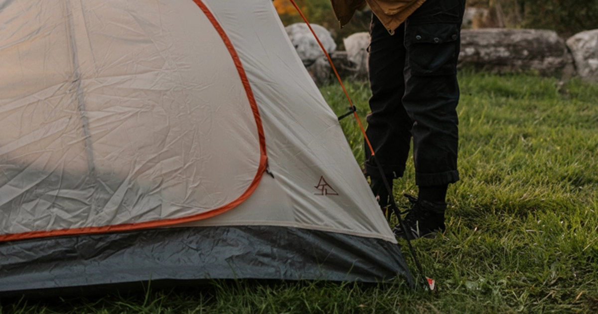 Setting up tent